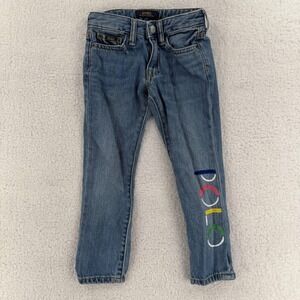 Polo Ralph Lauren Jeans Girls 4T Blue Slim Boyfriend Embroidered Polo Logo